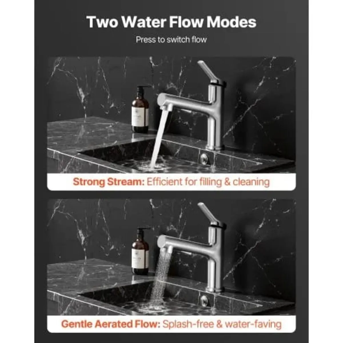 Single Handle Pull Out Faucet 1 or 3 Hole, Brushed - Image 4