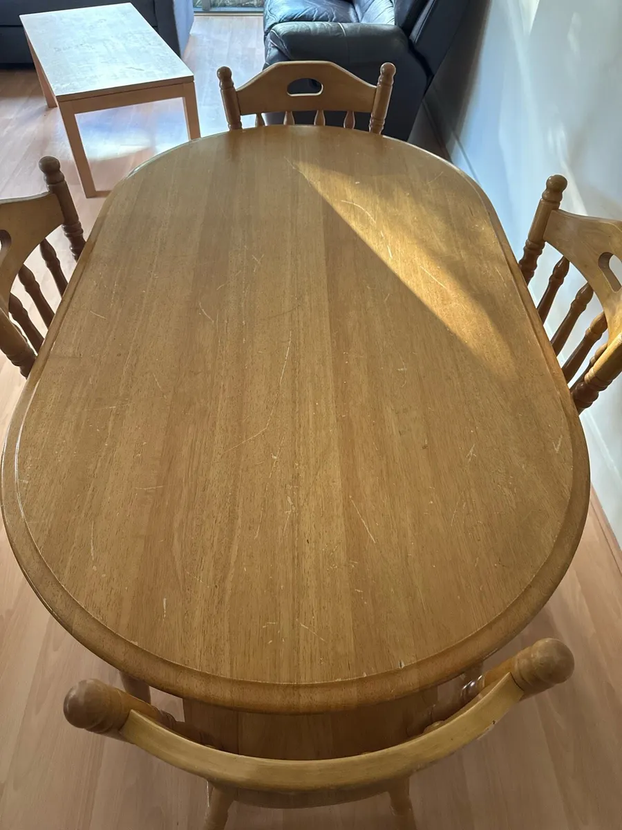 Sturdy wooden dining table and four chairs set - Image 2