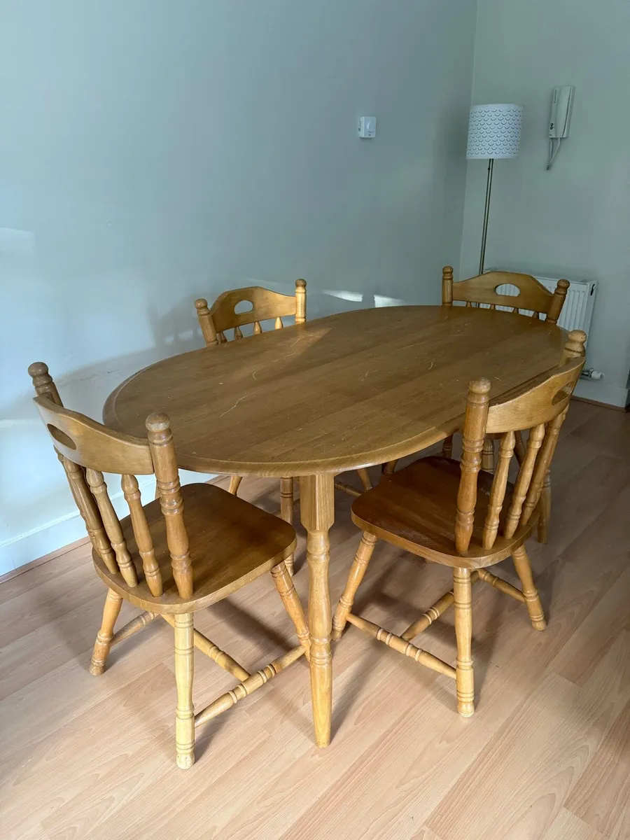 Sturdy wooden dining table and four chairs set - Image 3