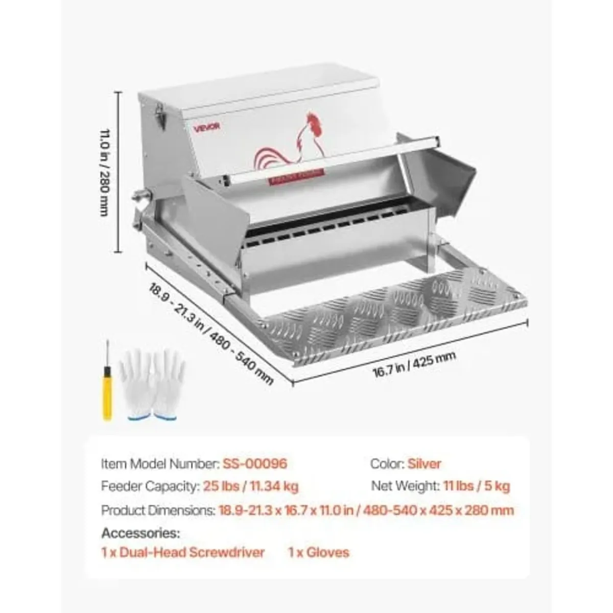 Automatic Chicken Feeder, 11.34 kg Capacity, Rainp - Image 3