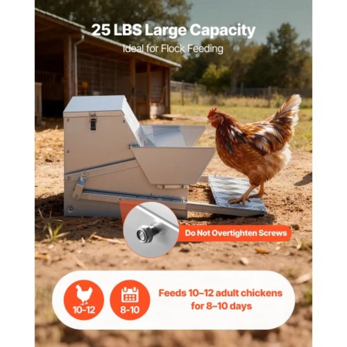 Automatic Chicken Feeder, 11.34 kg Capacity, Rainp - Image 4