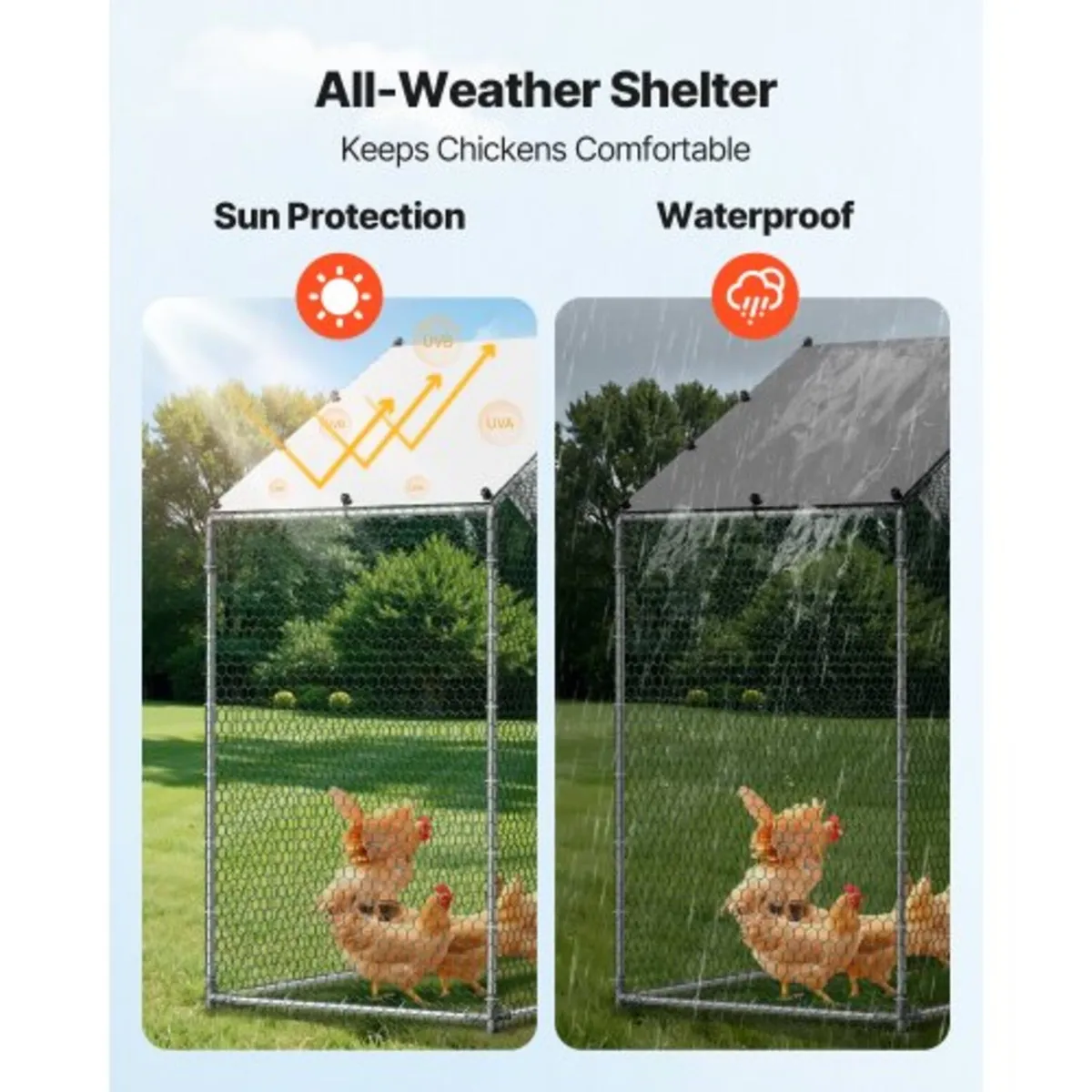 Large Metal Chicken Coop, 2 x 1 x 2 m, Walk-in Chi - Image 4