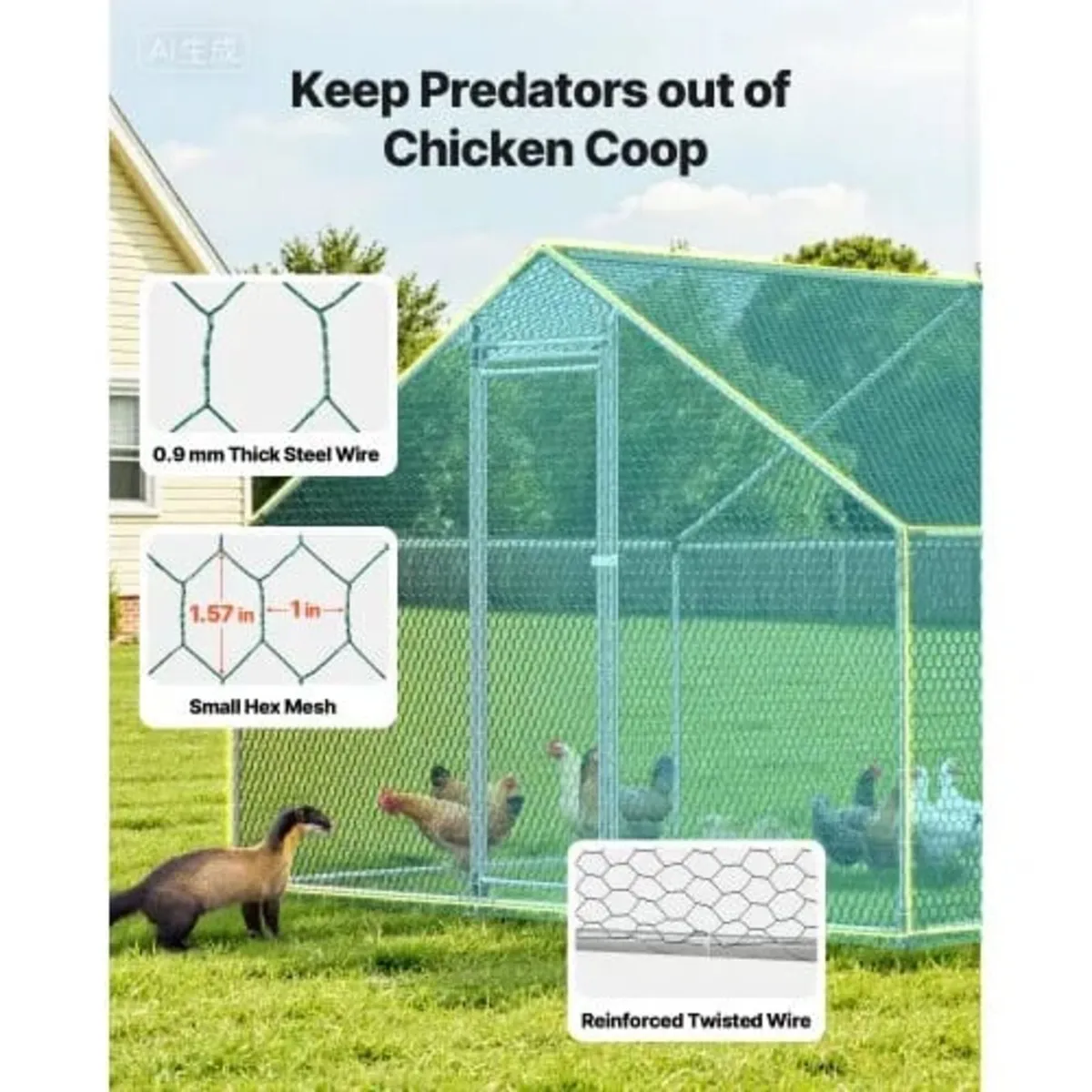 Metal Chicken Coop, 9.8x19.6x6.5 ft Large Walk-in - Image 4