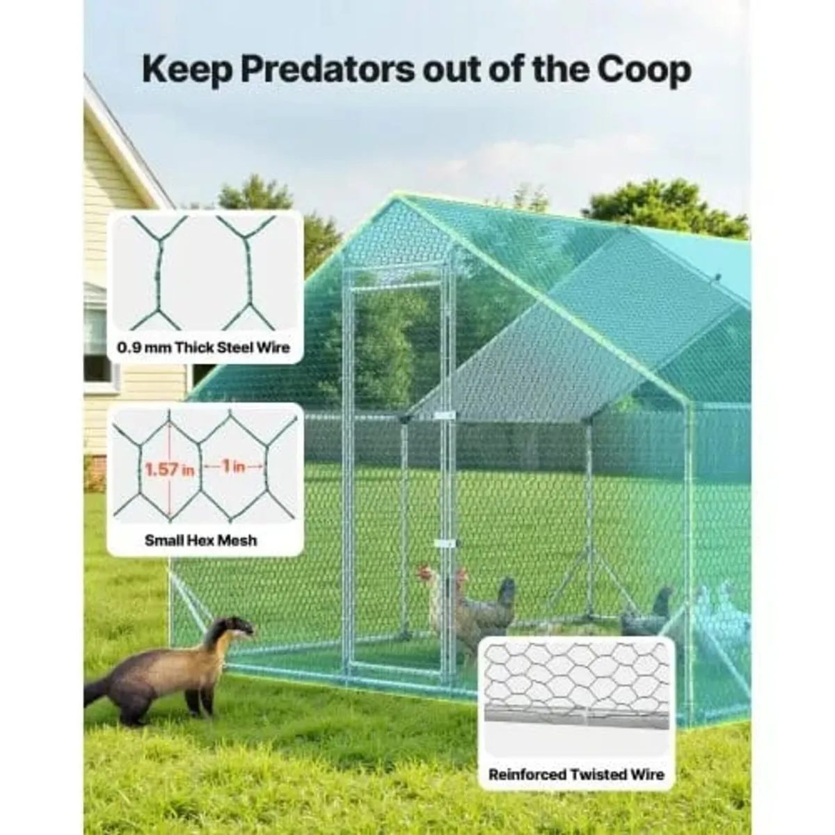 Large Metal Chicken Coop, 3 x 3 x 2 m, Walk-in Chi - Image 4