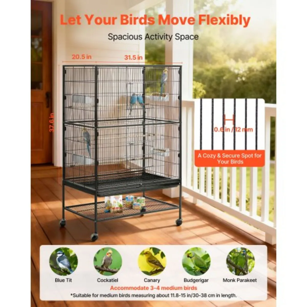 Bird Cage, 800 x 520 x 1320mm, Flat Top, Wrought I - Image 3