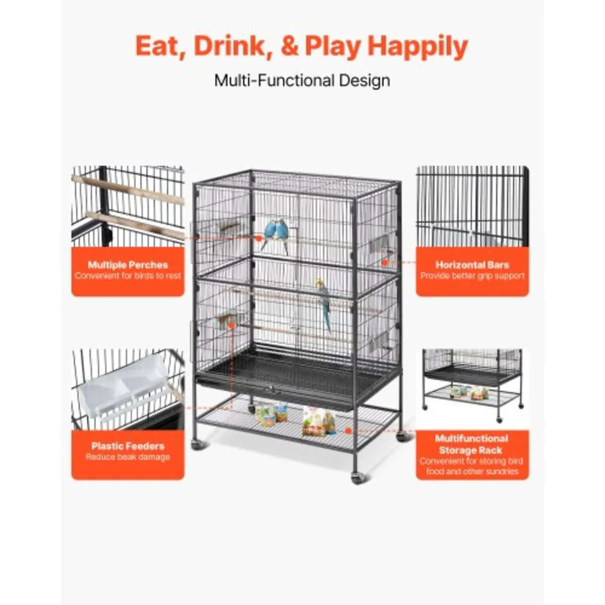 Bird Cage, 800 x 520 x 1320mm, Flat Top, Wrought I - Image 4