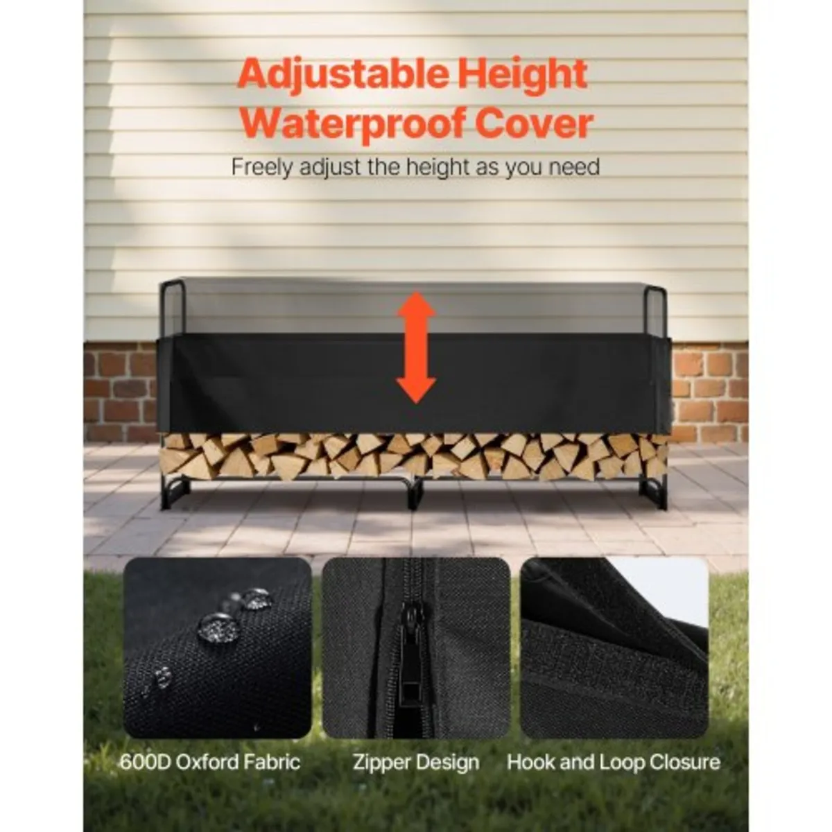 2.4m Outdoor Firewood Rack with Cover, 244 cm x 36 - Image 3