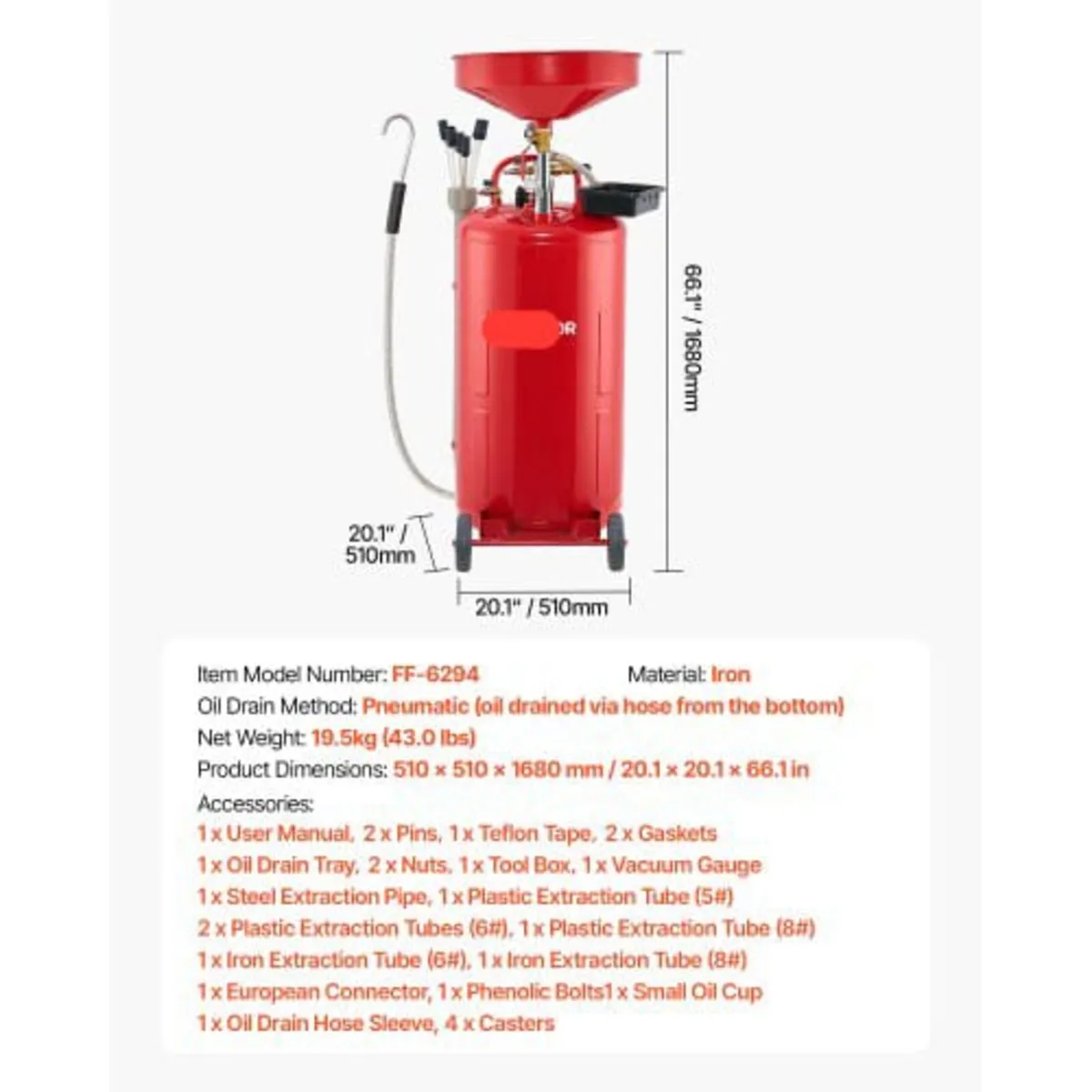 79.5L Waste Oil Drain Tank, Air Operated Portable - Image 4