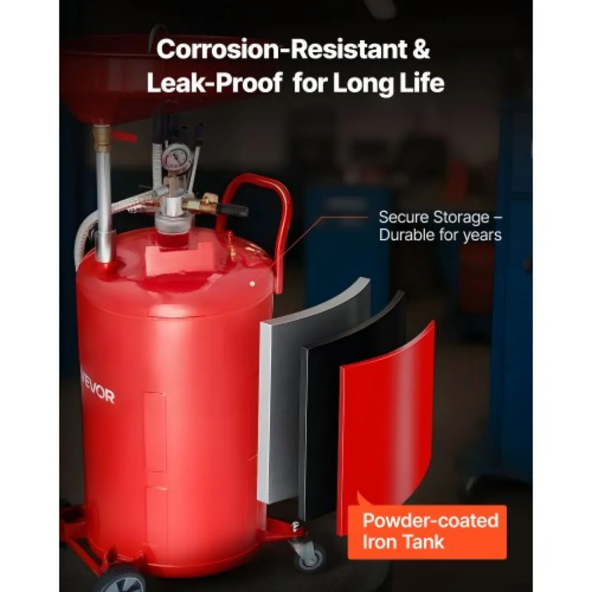 79.5L Waste Oil Drain Tank, Air Operated Portable - Image 2