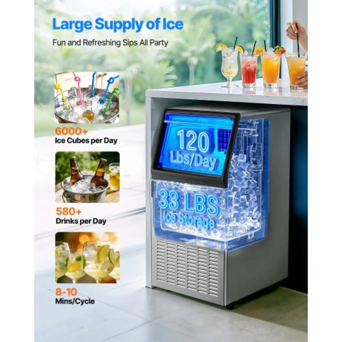 Commercial Ice Maker Machine, 59kg/24H with 15kg S - Image 2