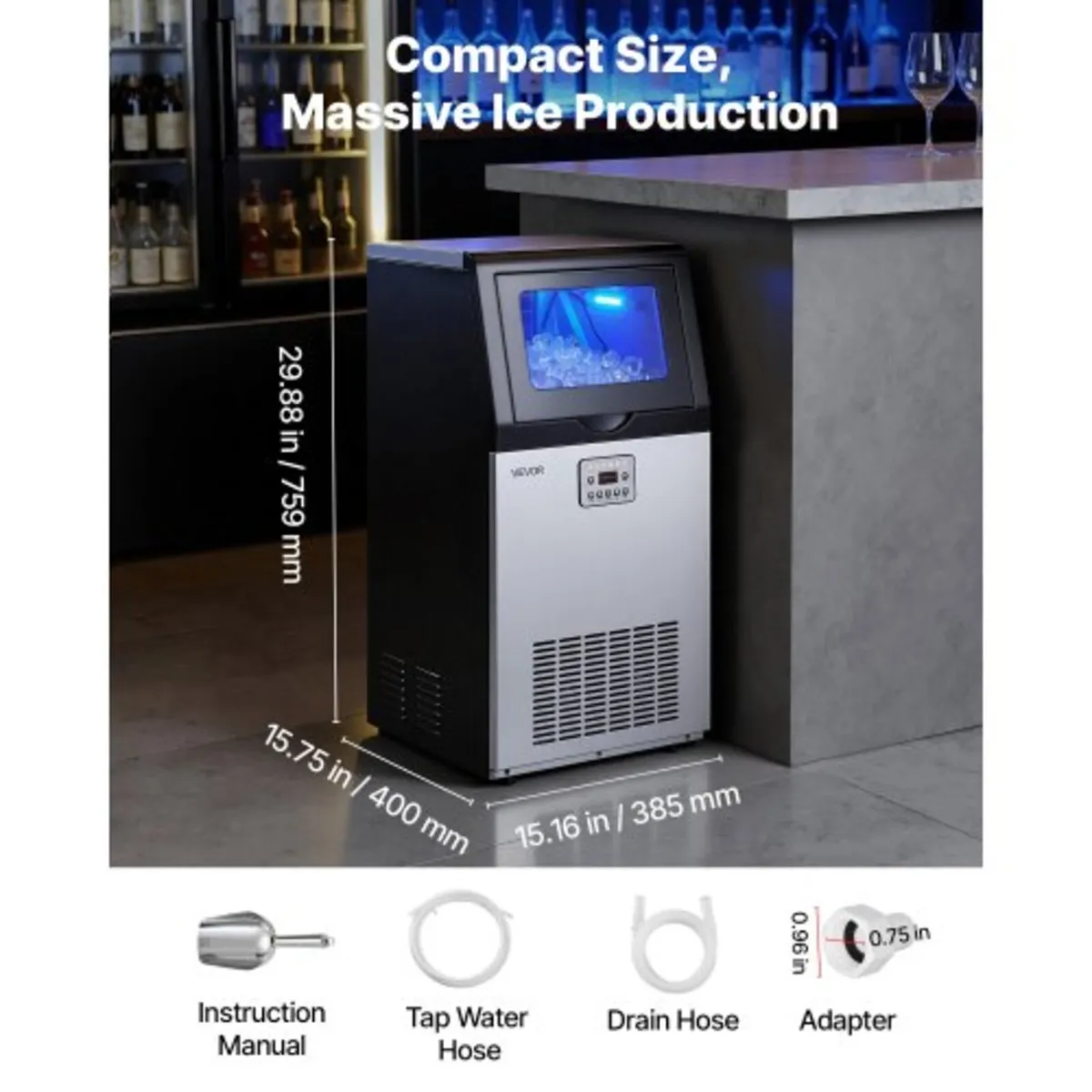 Ice Maker Machine, 45 kg/24h with 14 kg Storage Ca - Image 2