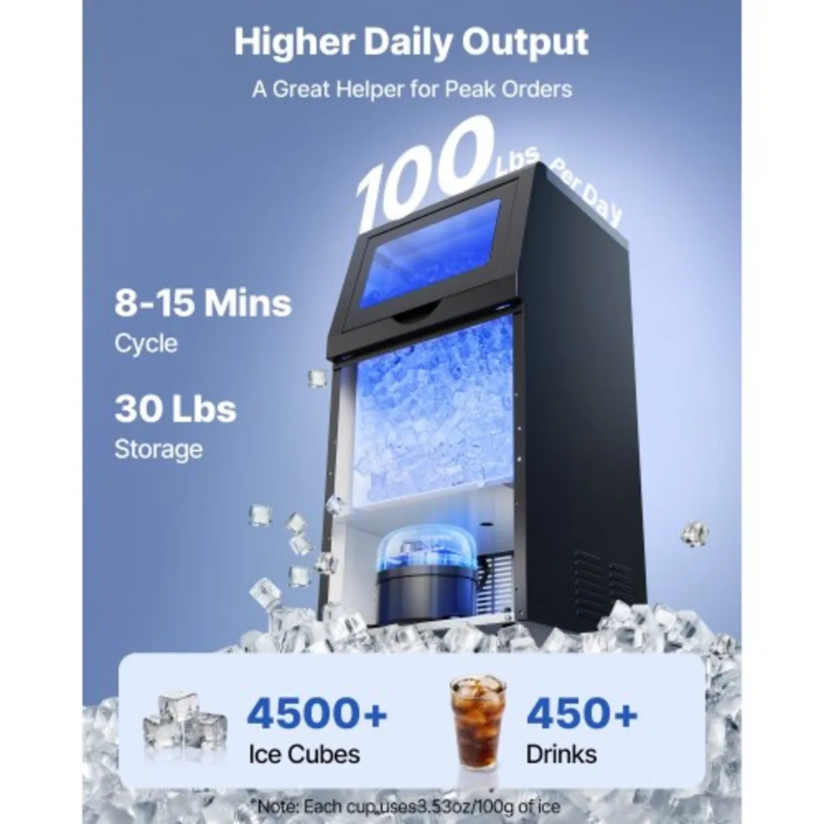 Ice Maker Machine, 45 kg/24h with 14 kg Storage Ca - Image 3