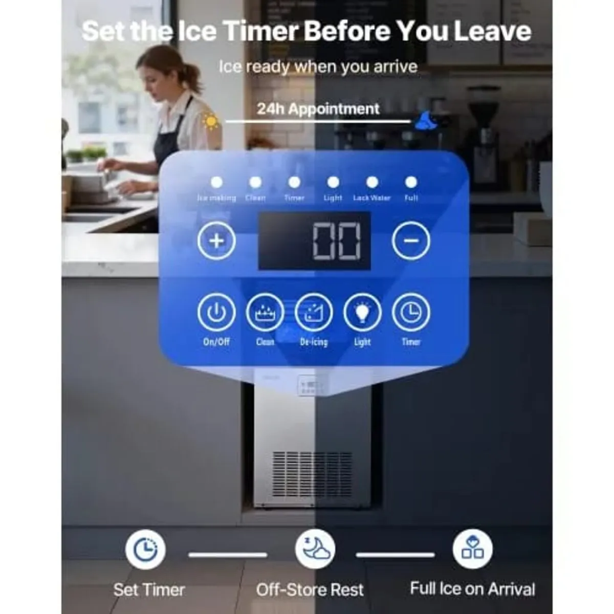 Ice Maker Machine, 45 kg/24h with 14 kg Storage Ca - Image 4