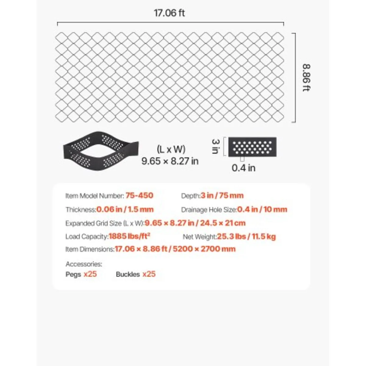 Gravel Grid, 3 Inch Depth, 17.06 x 8.86 FT / 5200 - Image 2