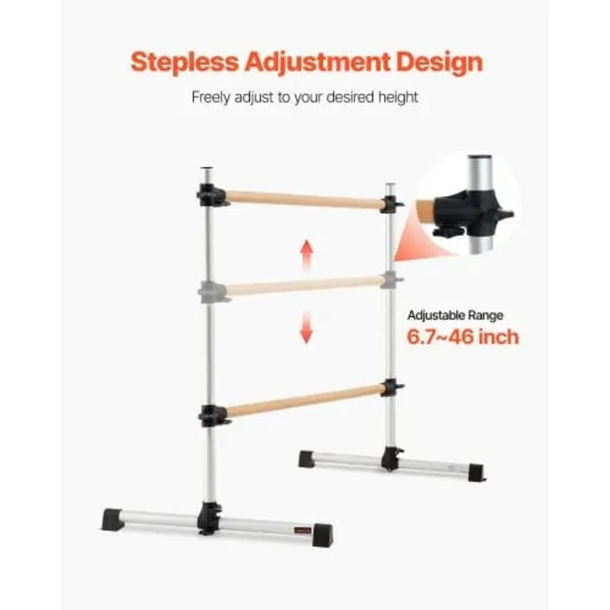 Ballet Barre, Double Beechwood Barre Bar for Home, - Image 3