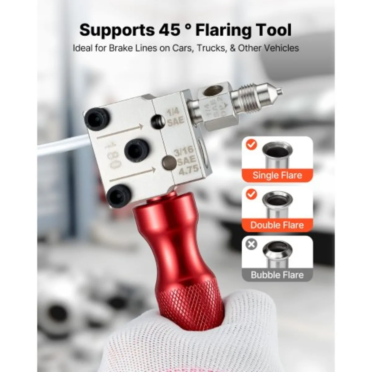 Brake Line Flaring Tool Kit, 45° Single & Double F - Image 4