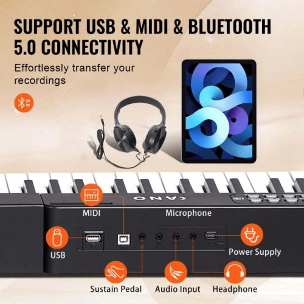 88 Key Digital Piano Keyboard, Semi Weighted Keys, - Image 2