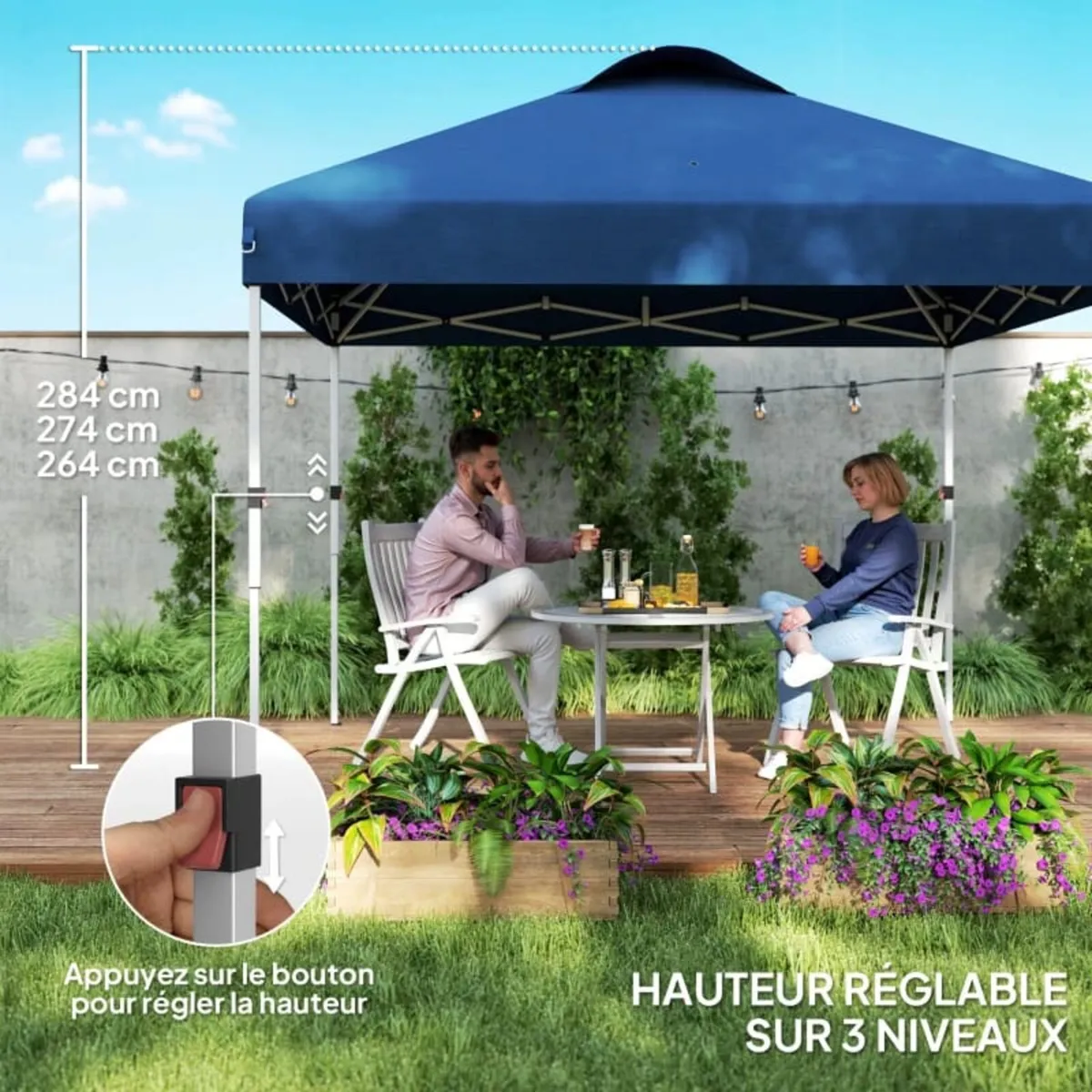 Pop-Up Folding Marquee Canopy 3 x 3 Adjustable Hei - Image 4