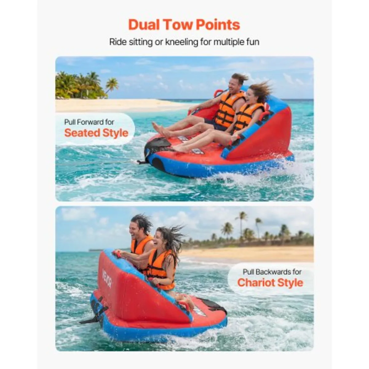 Towable Tubes for Boating, 2-Rider Inflatable Towa - Image 2