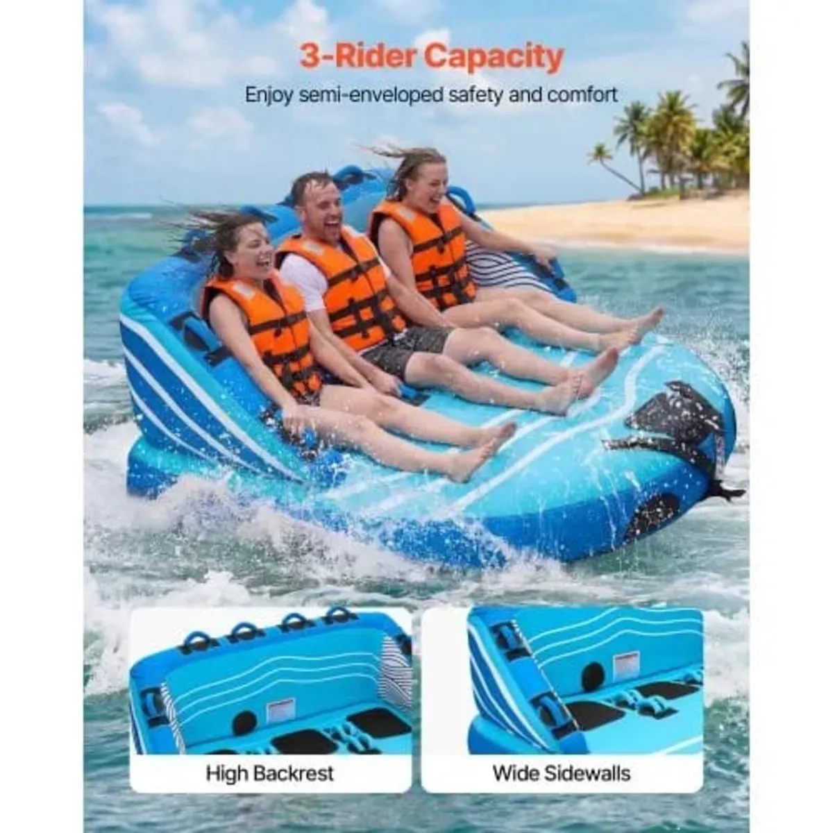 Towable Tubes for Boating, 3-Rider Inflatable Towa - Image 4