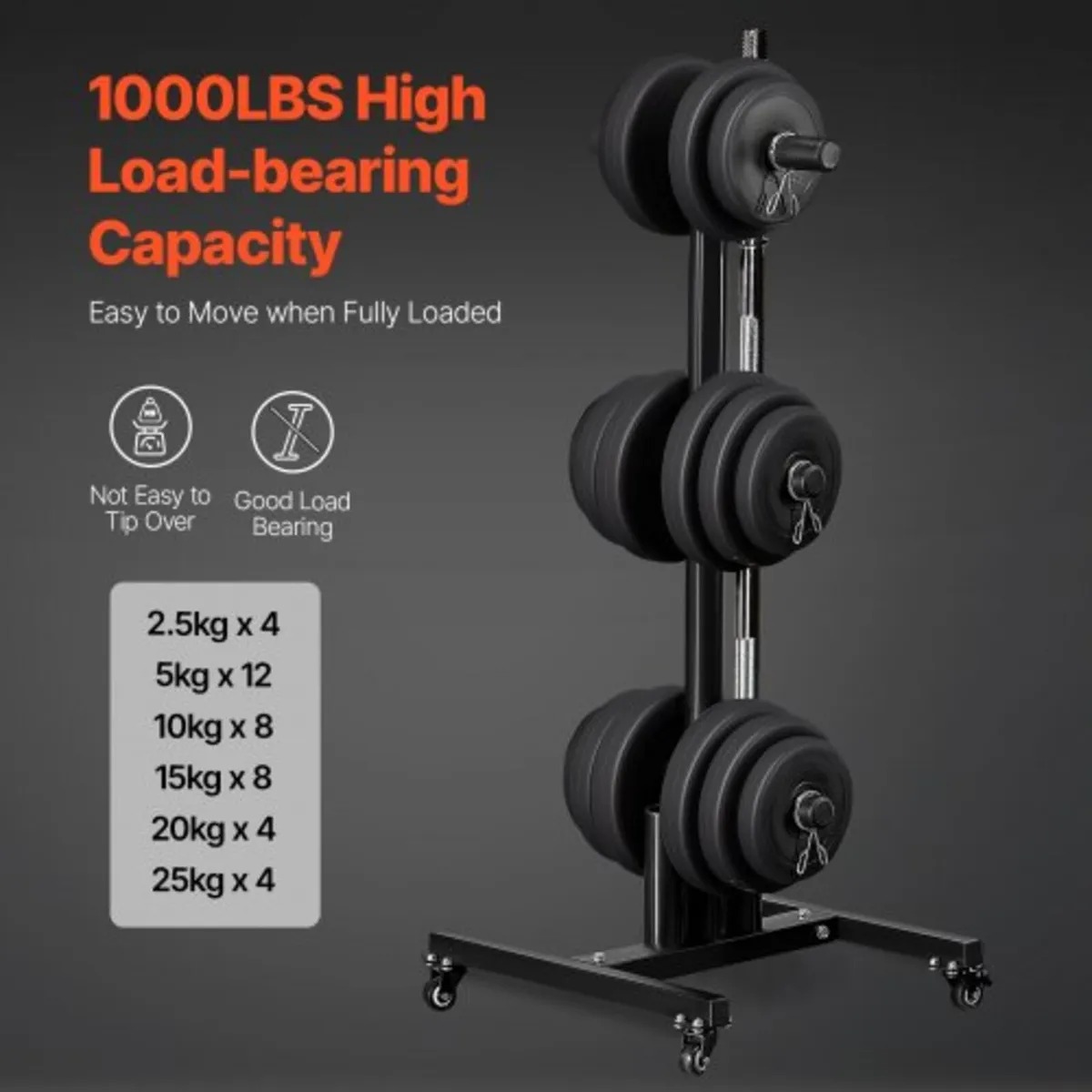 Weight Plate Rack, Vertical Weight Plate Tree for - Image 2