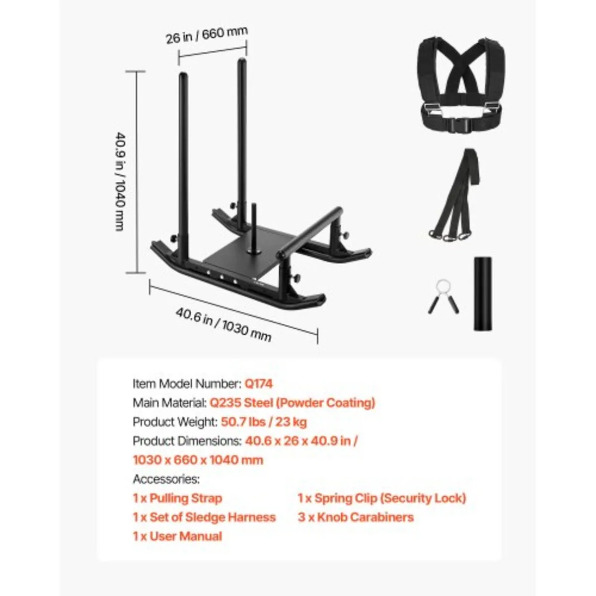 Weight Sled, Steel Power Sled, Fitness Strength Tr - Image 3