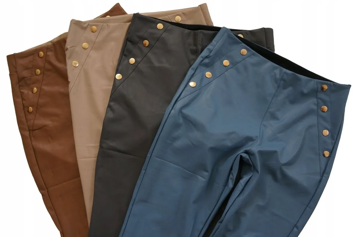 High Waist PU Leggings buttons - Image 3