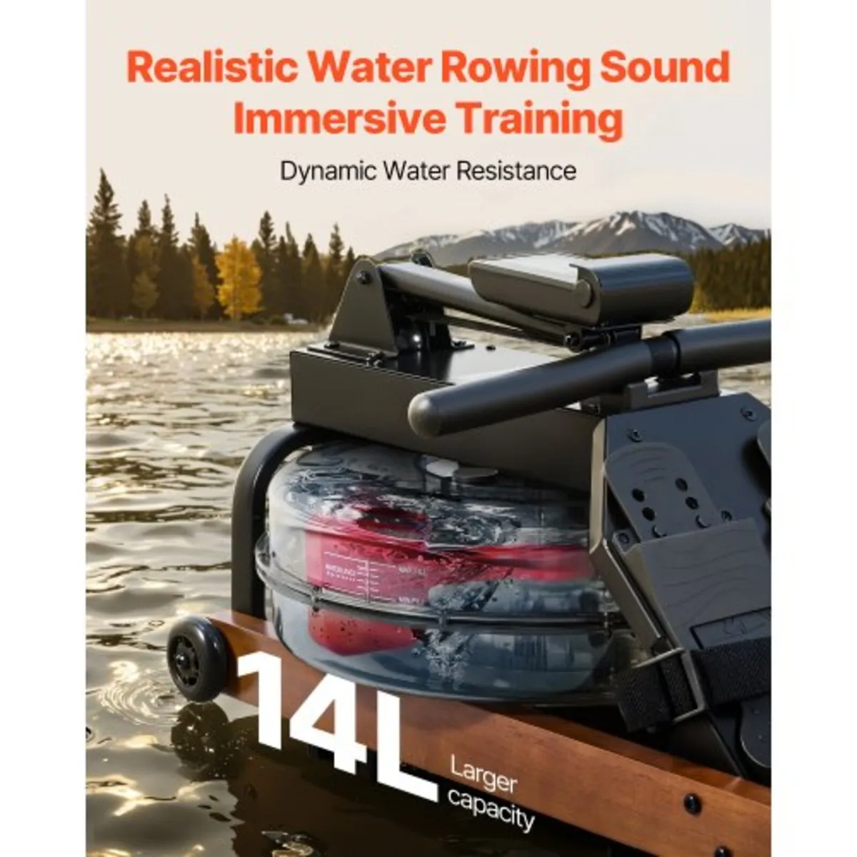 Water Rowing Machine, 6-Level Quiet Resistance, Wo - Image 4