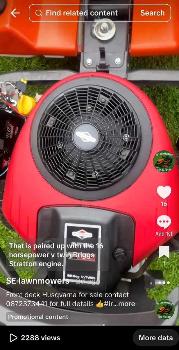 Husquvana front deck lawnmower for sale - Image 3