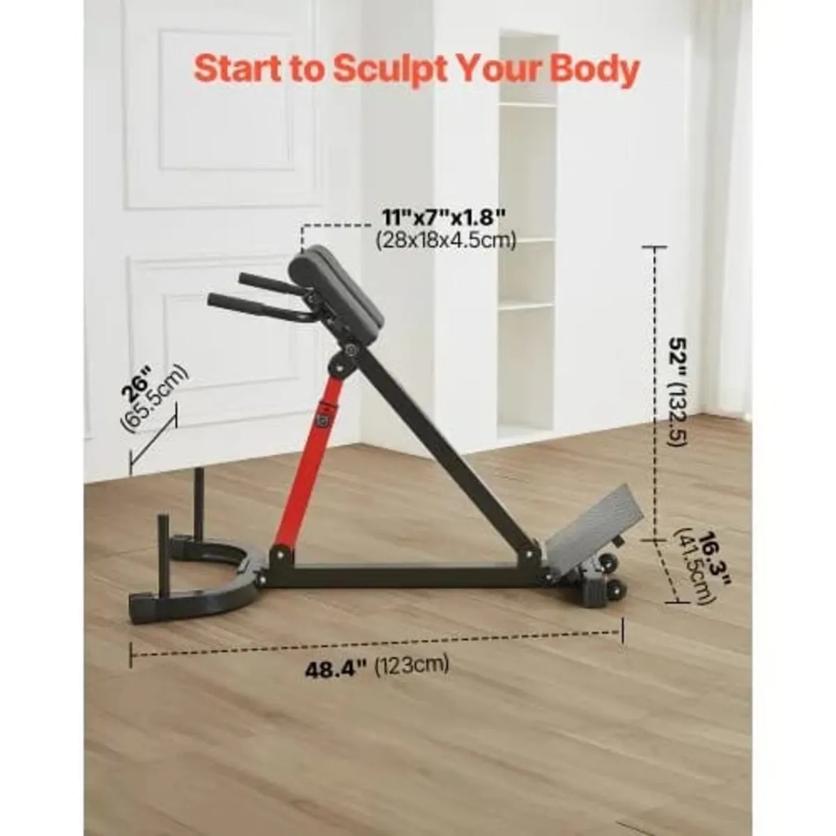 Roman Chair Hyperextension Bench, 350 lbs Adjustab - Image 4