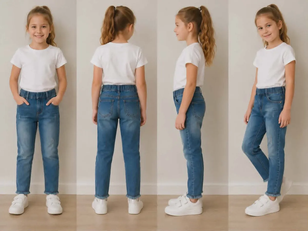 Girls' Stretch Denim Jeggings with Elastic Waist - Image 2