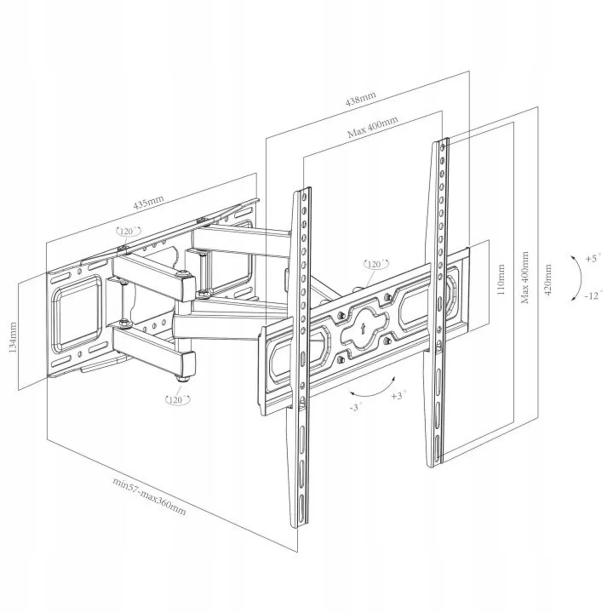 Tv Wall Mount Bracket Tilt Swivel 35"-65" - Image 3