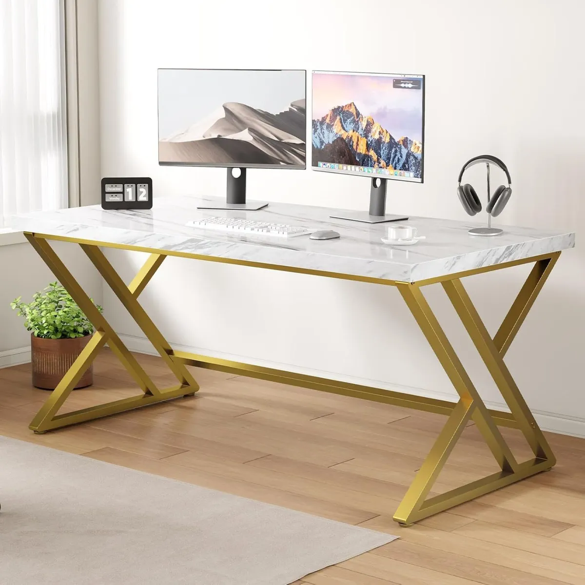 Computer Desk Gaming Office Table Long Desks - Image 1