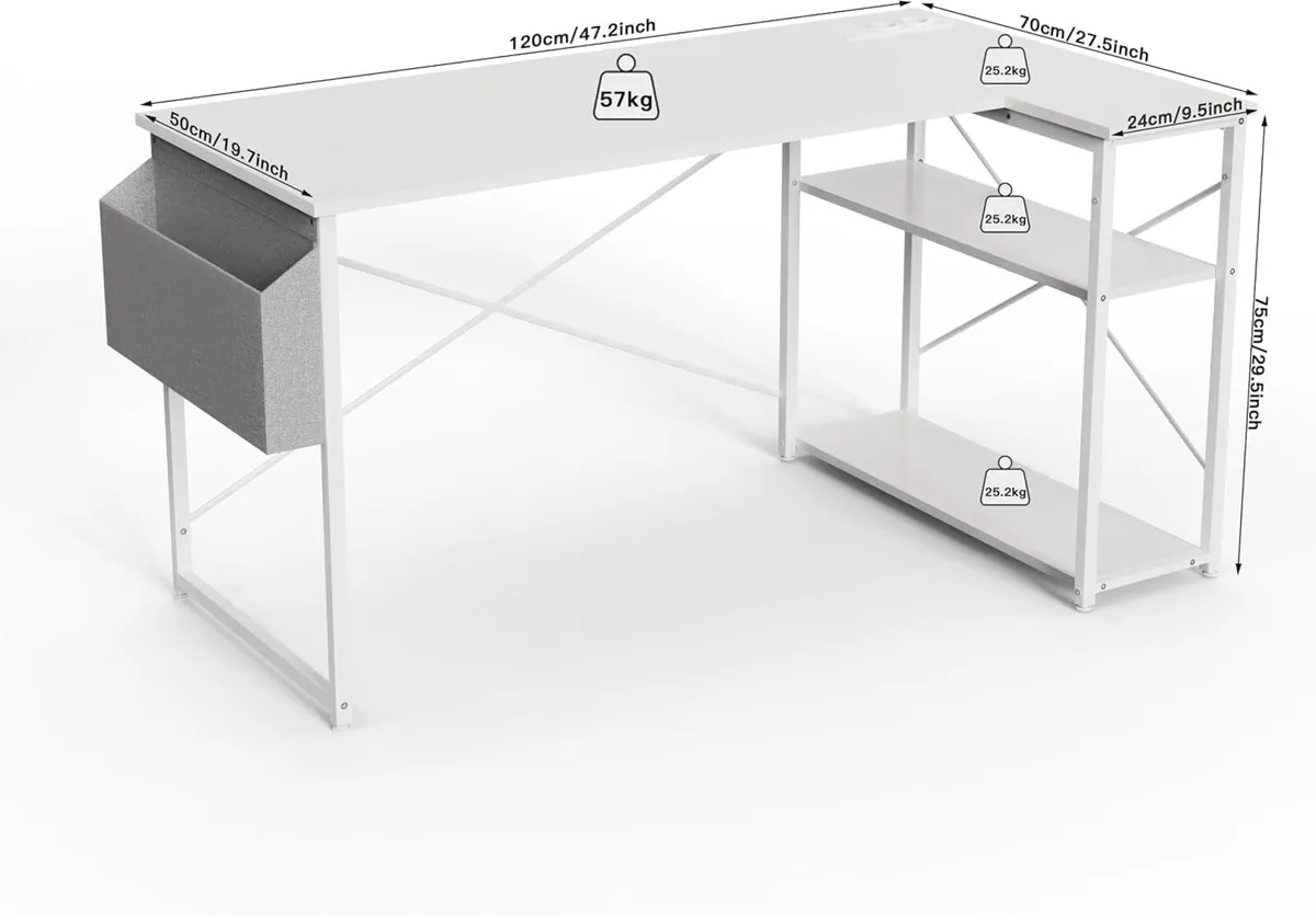 Small L Shaped Desk with Power Outlets - Image 3