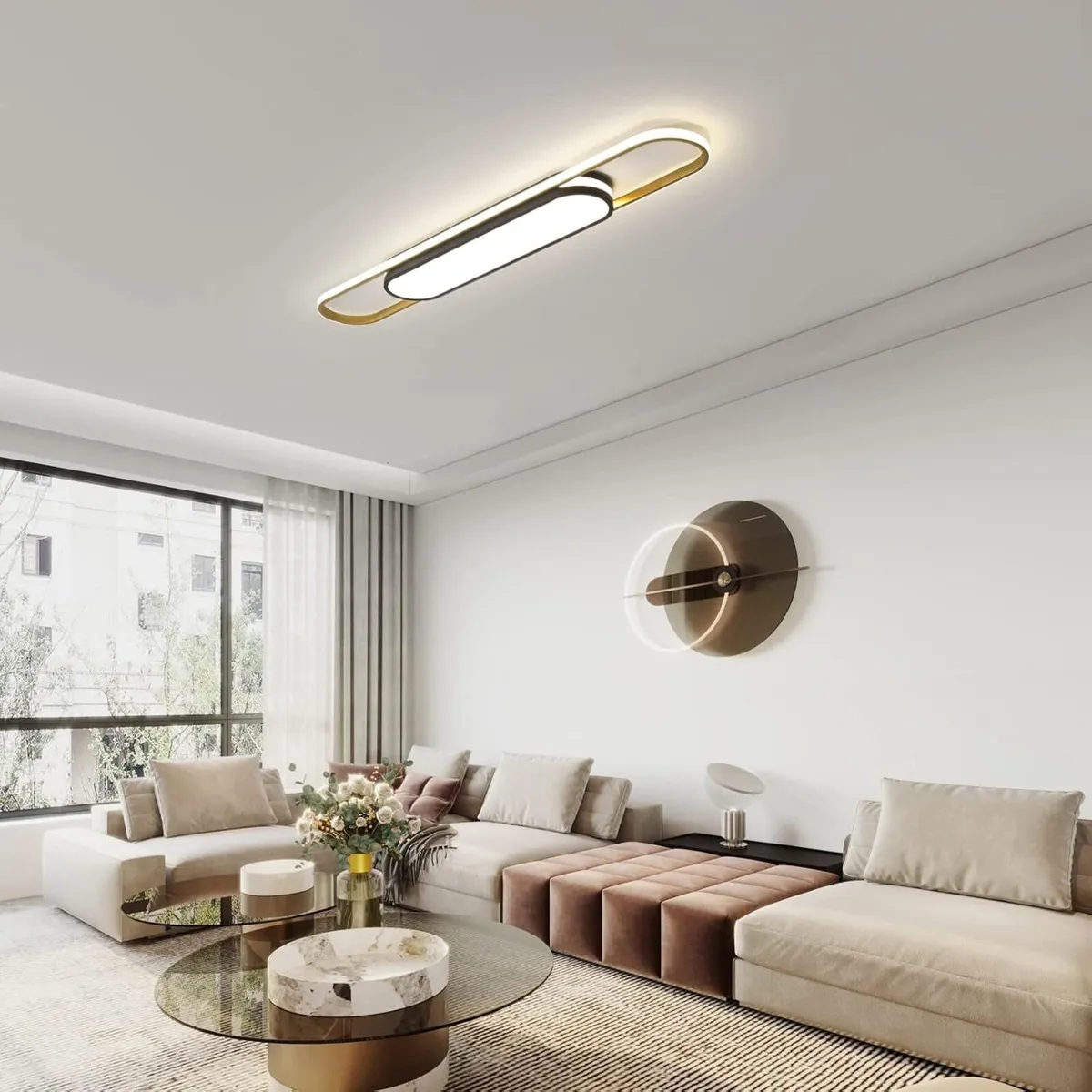 LED Ceiling Light 110CM Dimmable Oval Linear Flush - Image 2