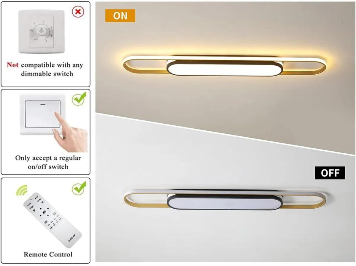 LED Ceiling Light 110CM Dimmable Oval Linear Flush - Image 4