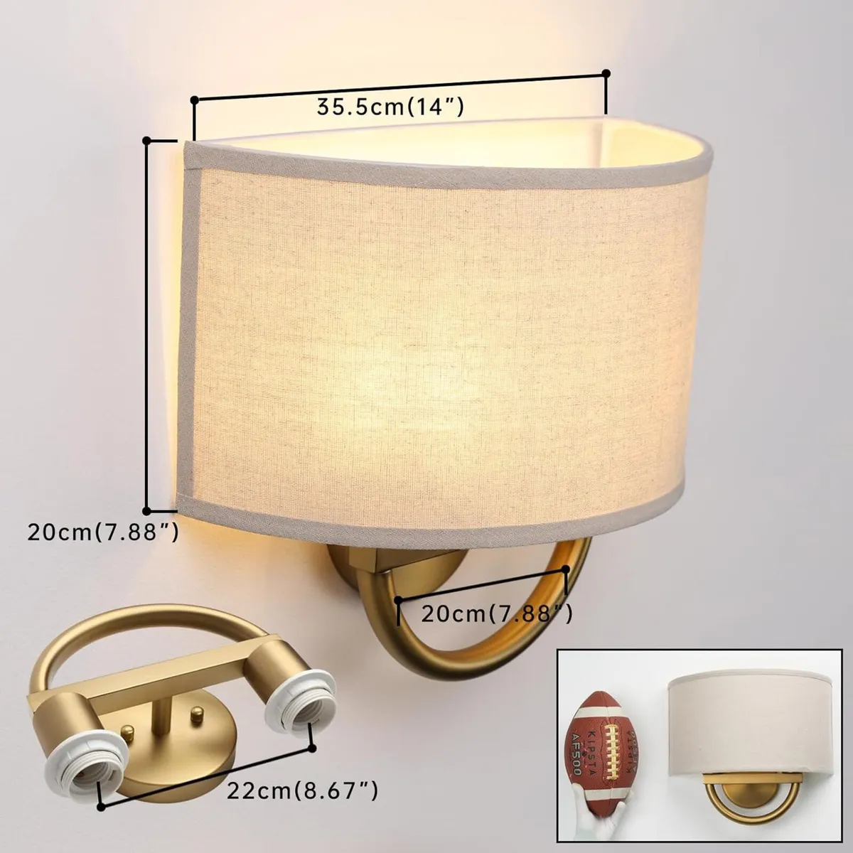 Industrial 2-Lights Wall Light Lamps with Linen - Image 2