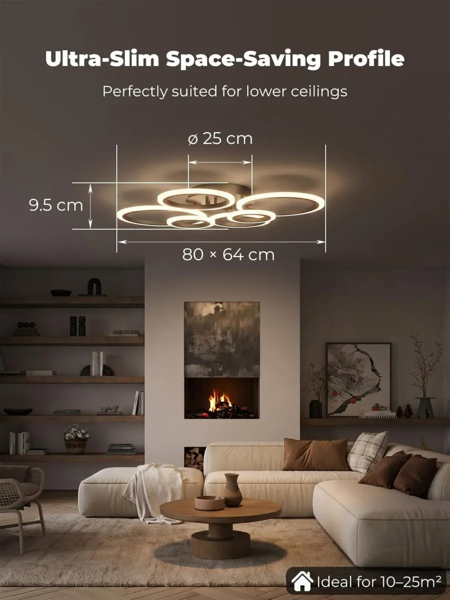 Chandeliers Ceiling Light with Remote App 6 Rings - Image 2