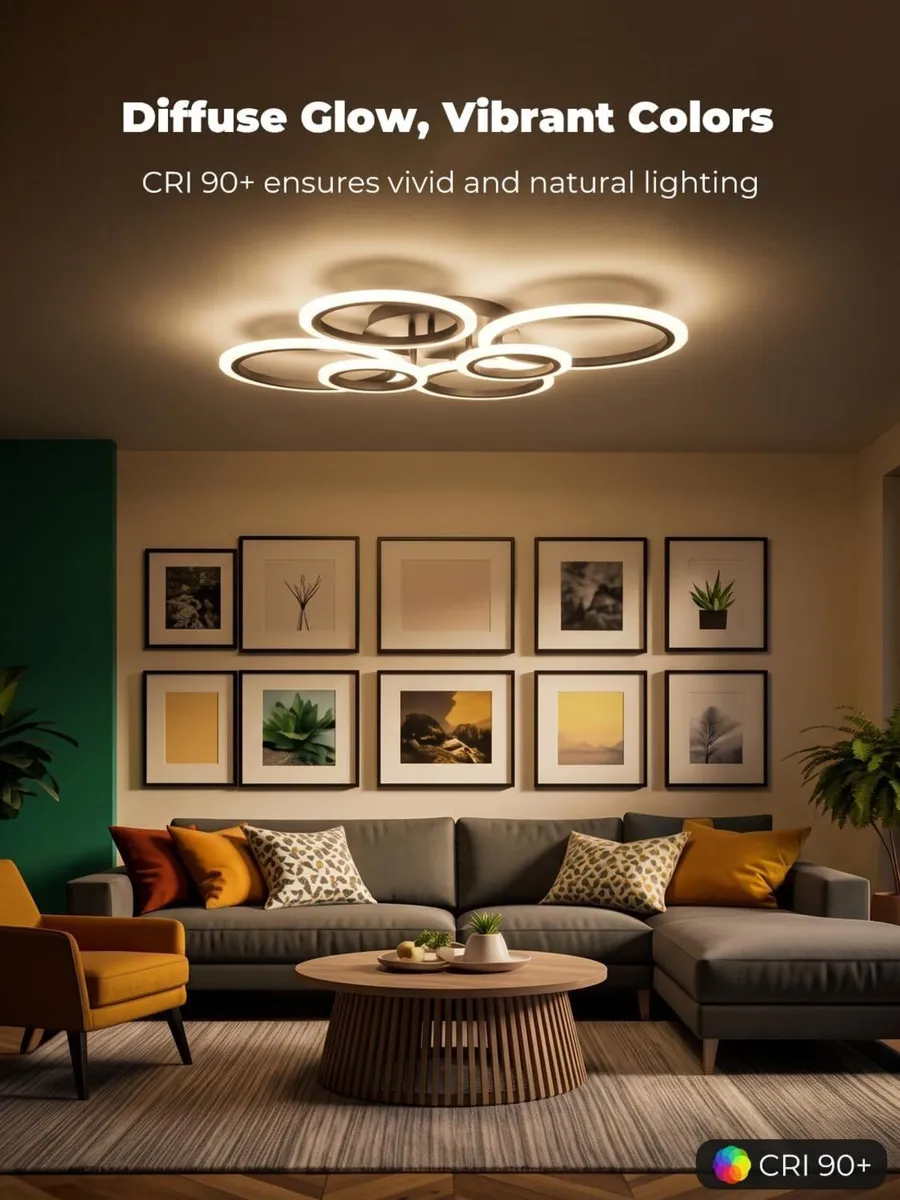 Chandeliers Ceiling Light with Remote App 6 Rings - Image 3