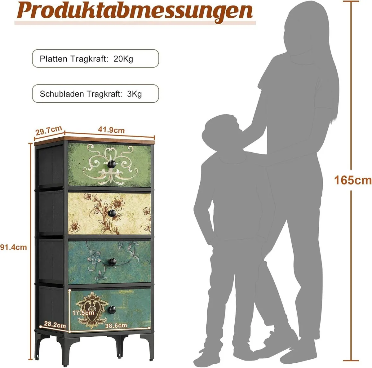 Chest of Drawers Slim Bedroom Furniture with 4 - Image 3