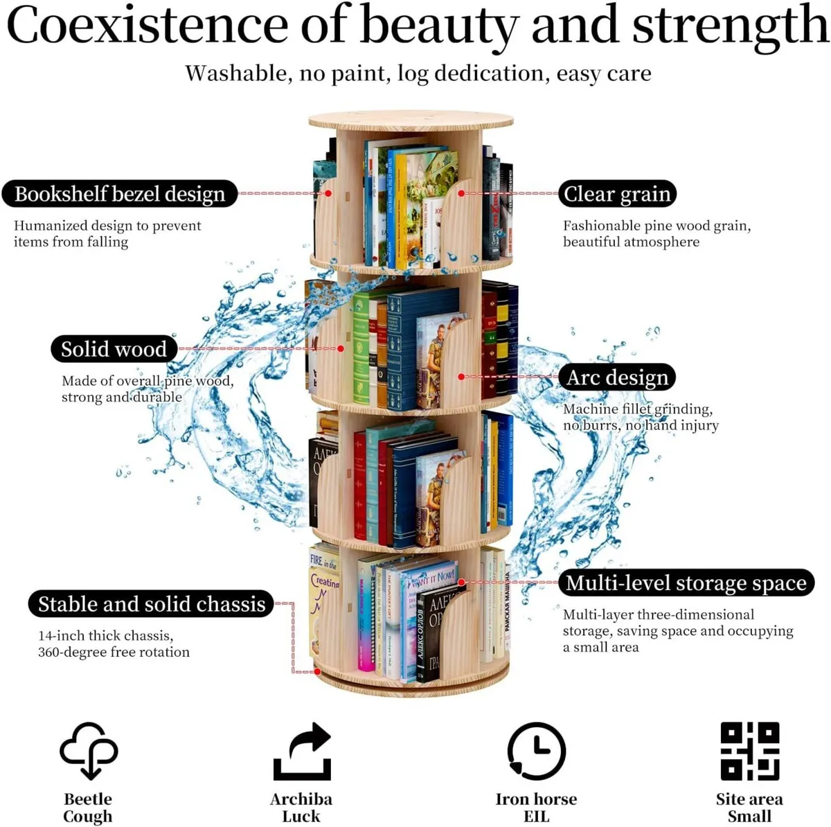 Rotating Hexagonal Children's Bookcase Tall Floor - Image 4