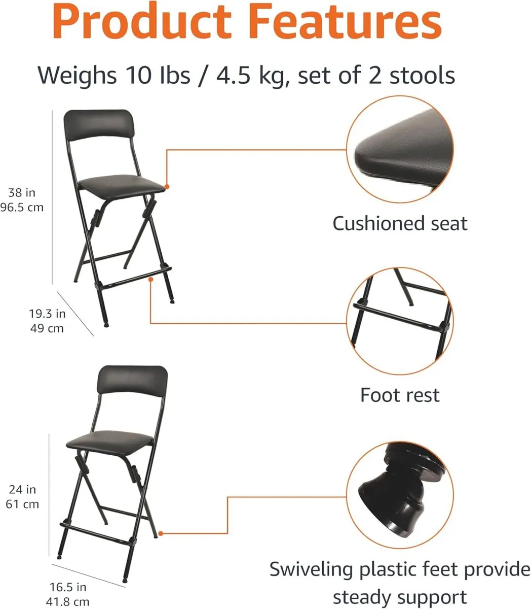Folding Stool with Footrest 136.1KG Weight - Image 3