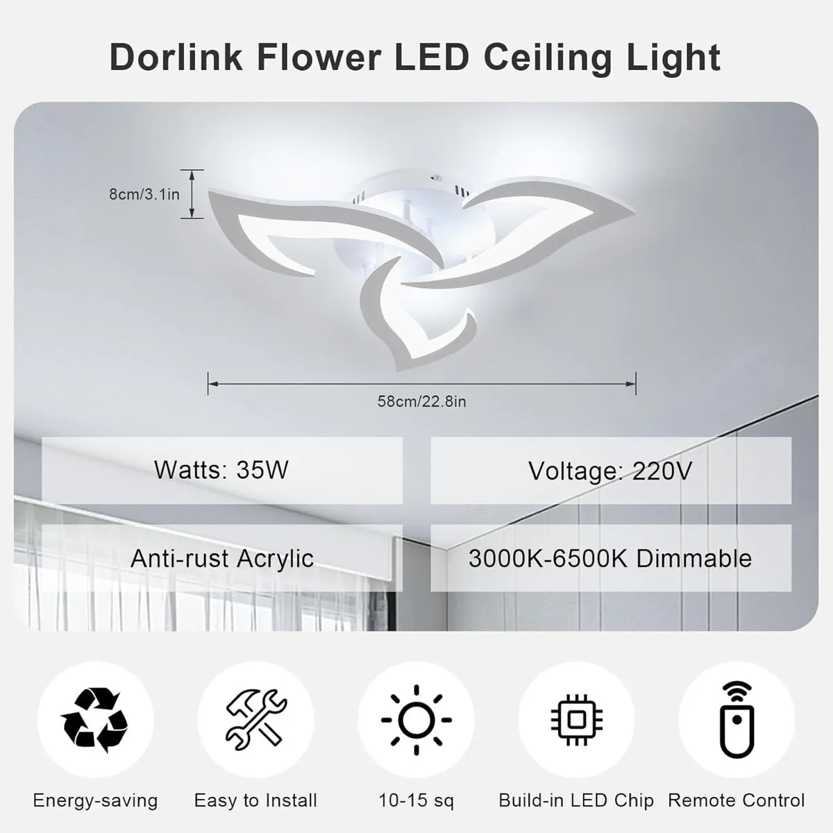 LED Ceiling Light Dimmable 36W 3240lm Modern - Image 2