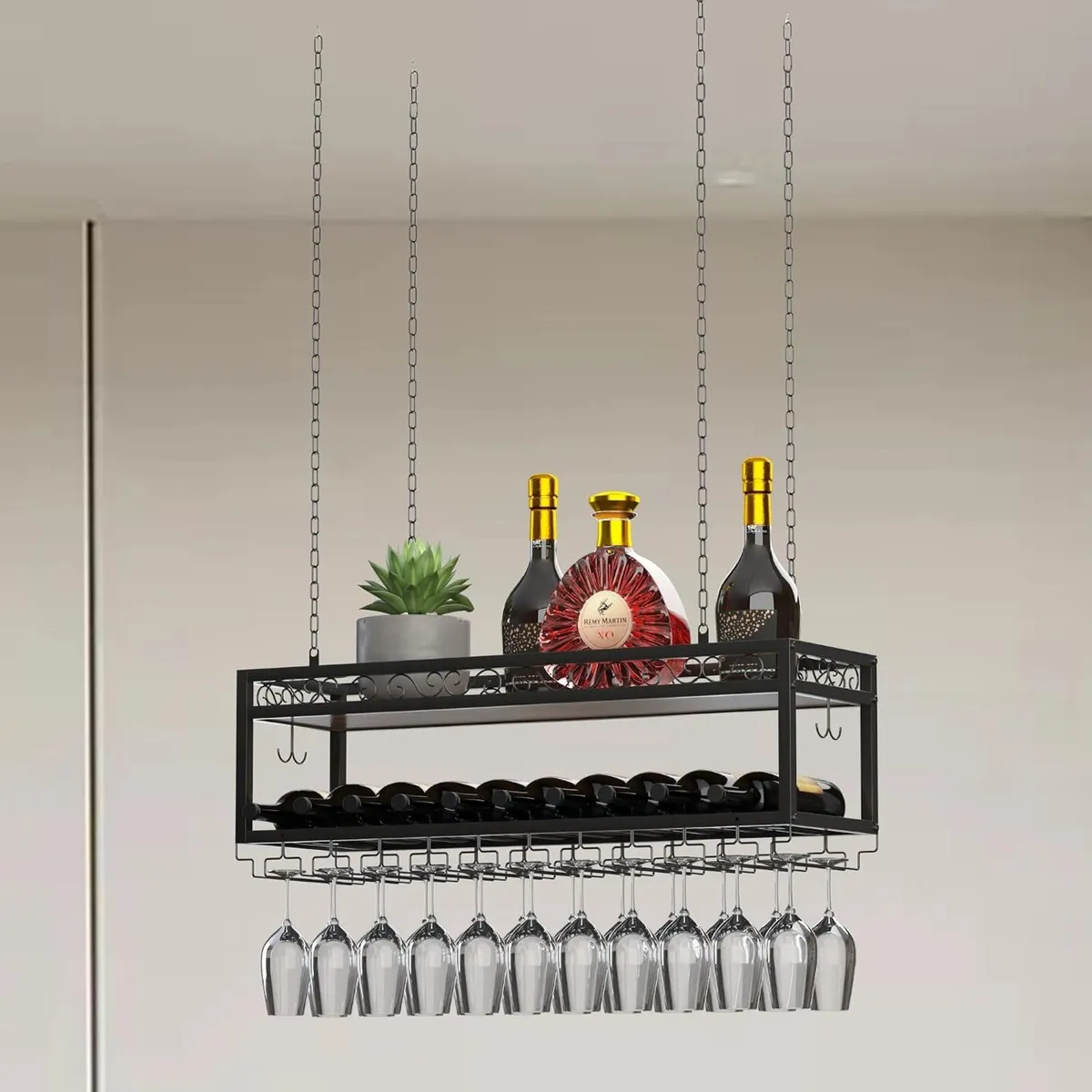 Ceiling Wine Rack Double-Layer Wall Mounted - Image 4