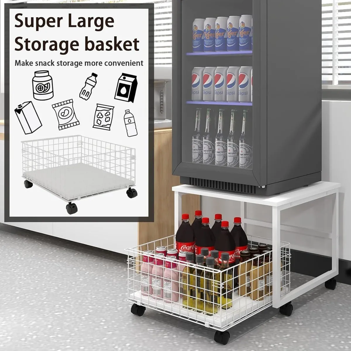 Mobile Mini Fridge Stand with Large Capacity - Image 4