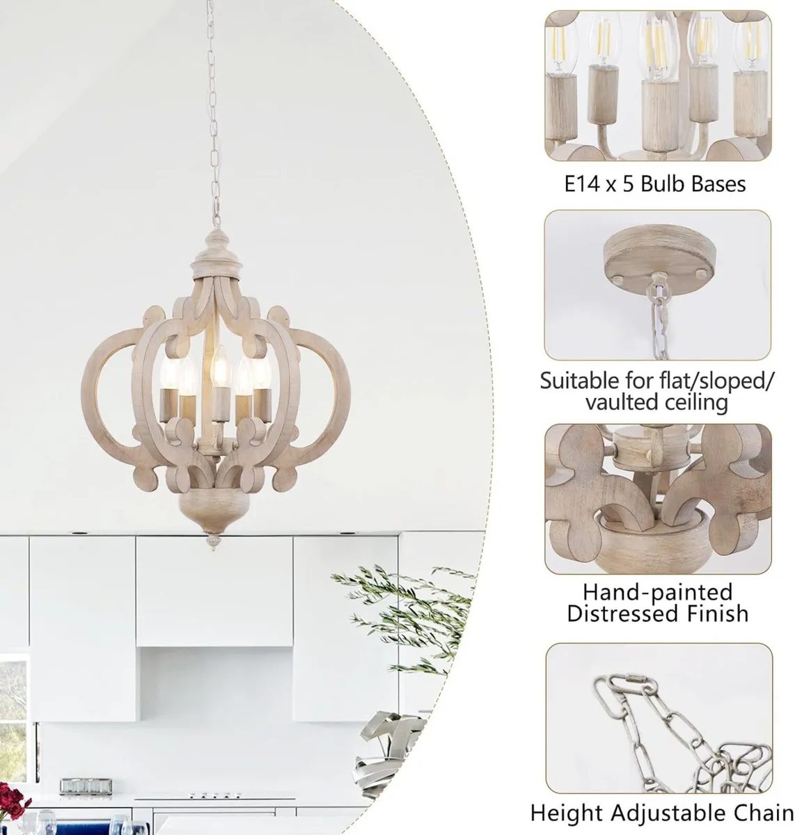 Chandelier 5-Light Vintage Rustic Chandeliers - Image 2