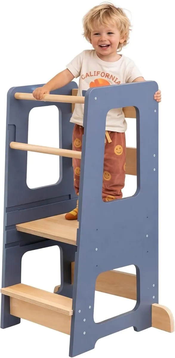 Toddler Kitchen Stool Tower Kids Step Montessori - Image 1