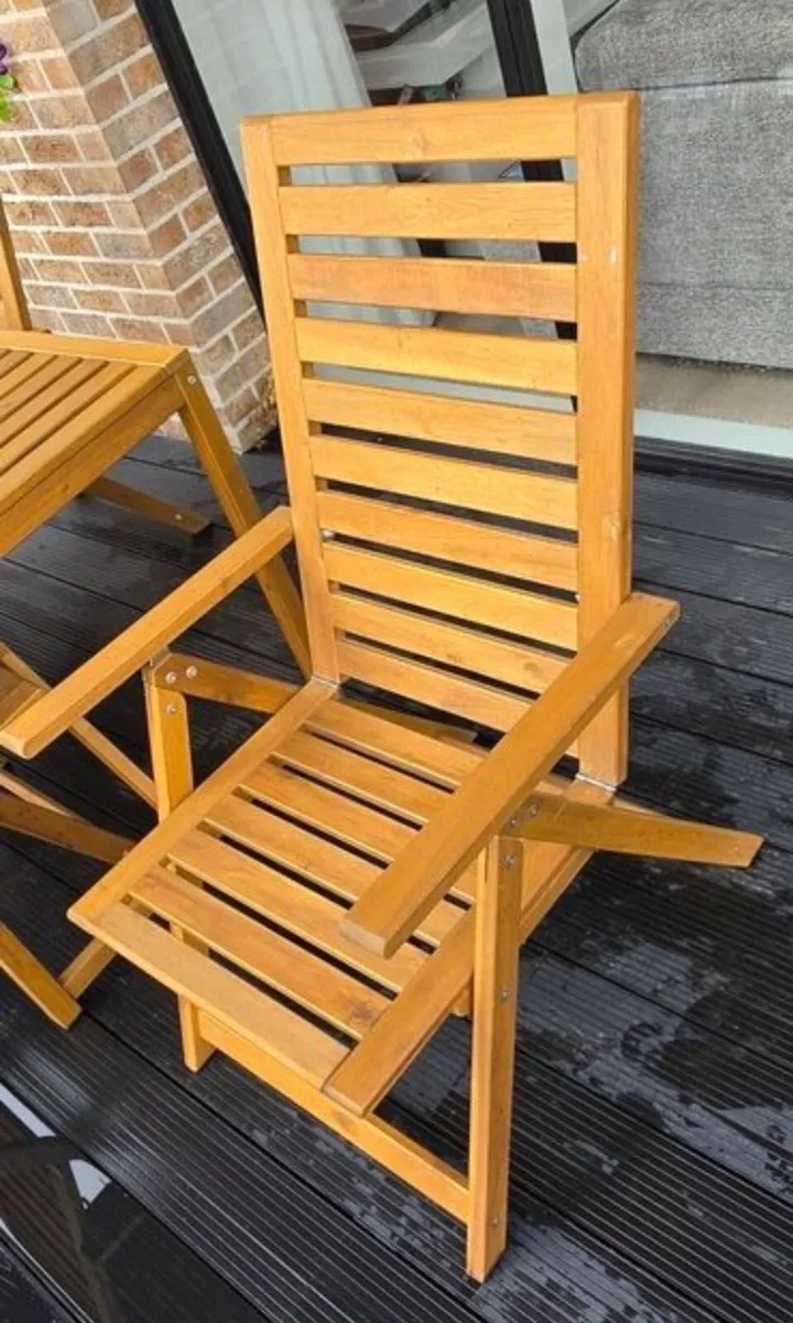 Outdoor Dining Set, Table + 4 Reclining Chairs - Image 3
