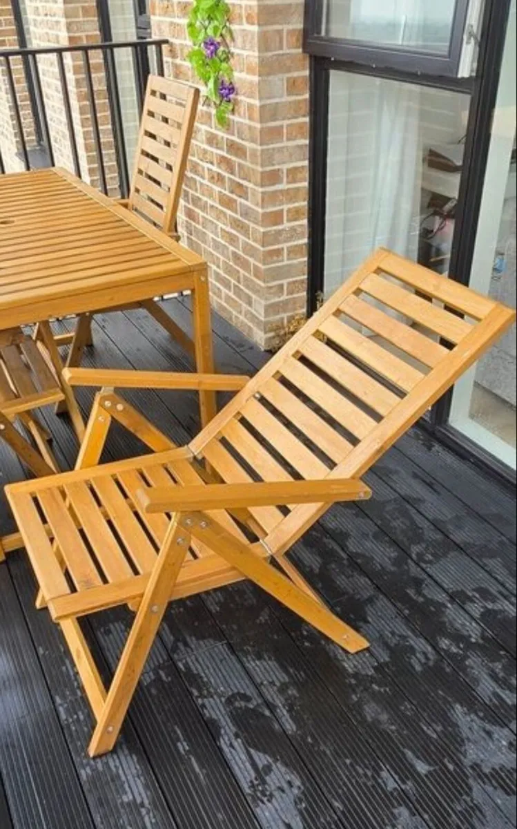 Outdoor Dining Set, Table + 4 Reclining Chairs - Image 4