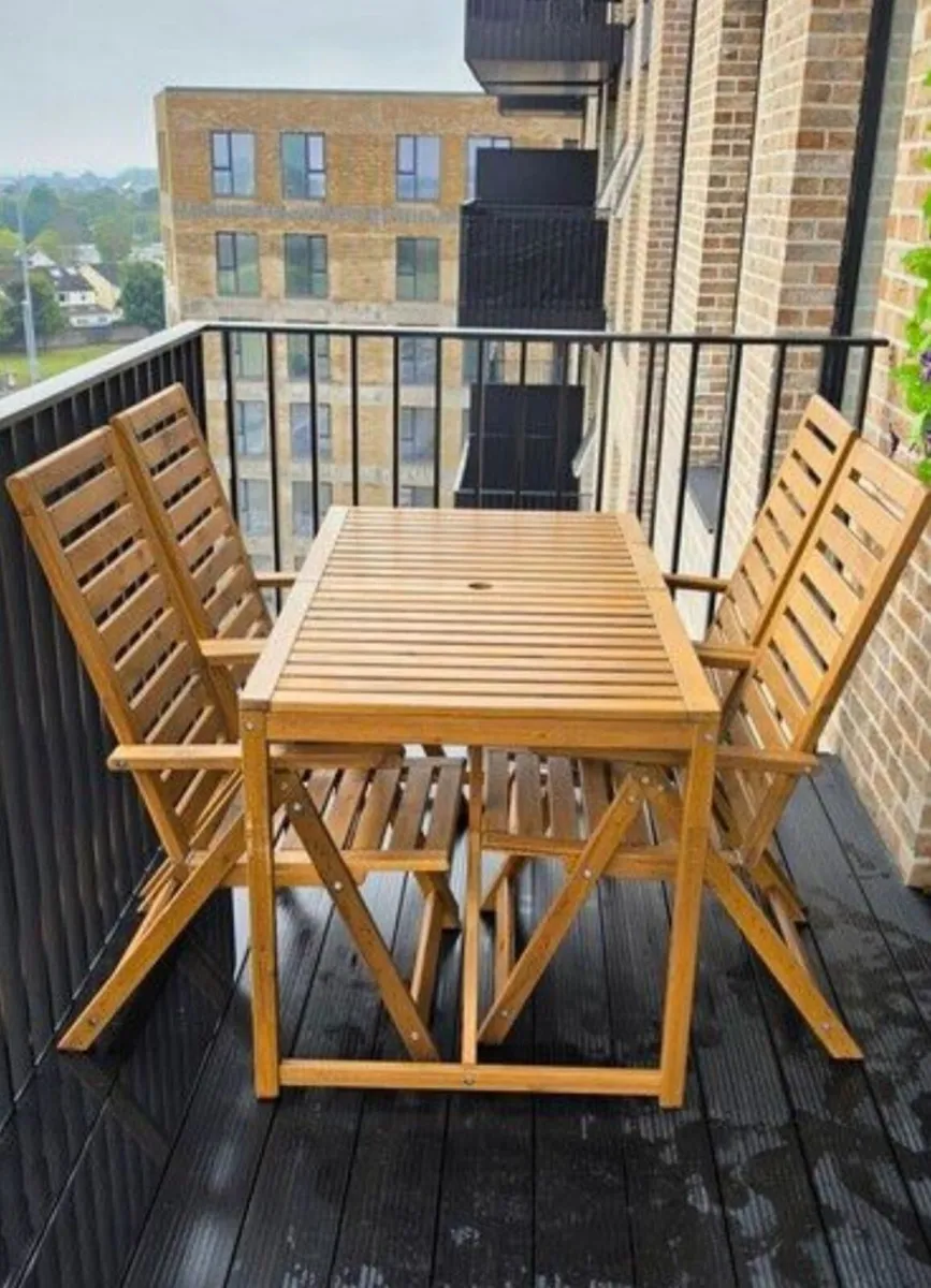 Outdoor Dining Set, Table + 4 Reclining Chairs - Image 1